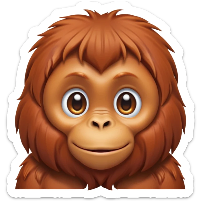 cinematic-cute-orangutan-baby-portrait-emoji,-head-tilted-playfully-and-inquisitively,-with-a-gentle,-expressive-face-accented-by-soft,-flowing-fur-and-round,-sparkling-eyes-brimming-with-warmth,-simplified-yet-irresistibly-adorable-feature sticker
