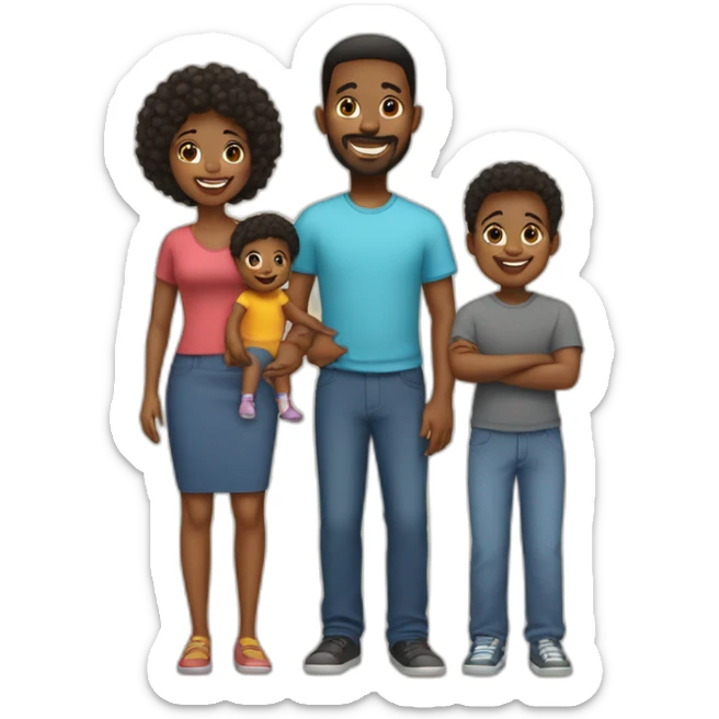 a loving black family of 5 with 1 older daughter, 1 son, and 1 baby son sticker