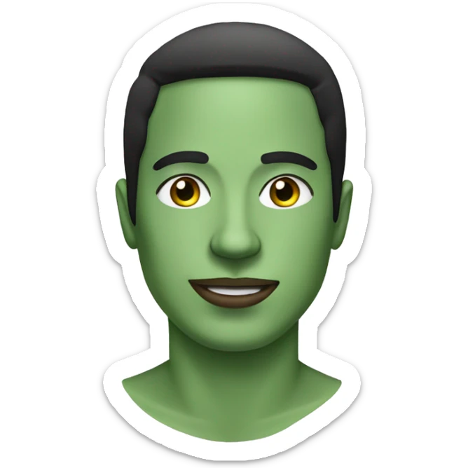 beauty penino facial mask for man with green face and black hair sticker