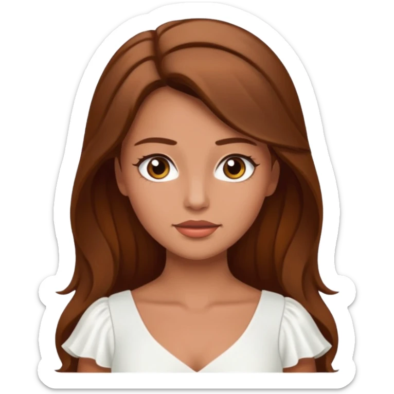 White tanned skin bride with brown hair with a chin on her face sticker