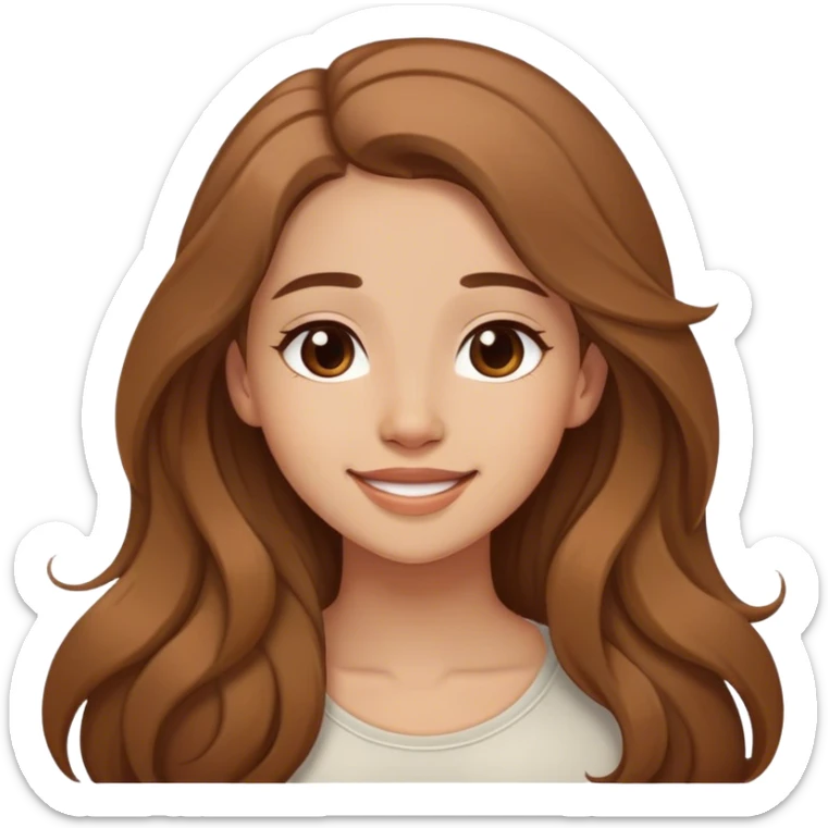 me female 26 brown long hair light skin, happy and at ease and dreamy sticker