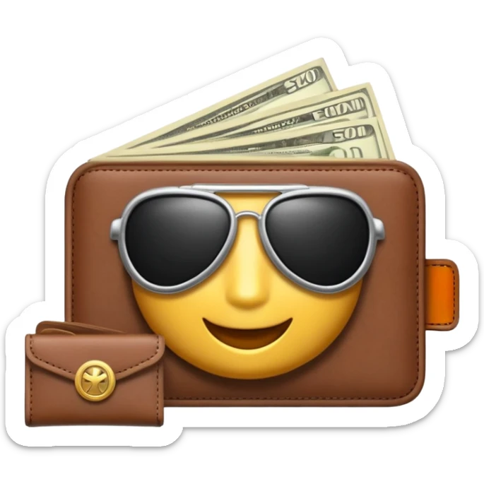 Aviator money emoji, wallet full of cash, casino vibe, premium 3D emoji style, clean, no background
 sticker