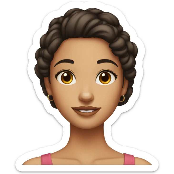 girl, big nose, black hair in bun, hoop earrings, brown eyes, tan skin, freckles sticker