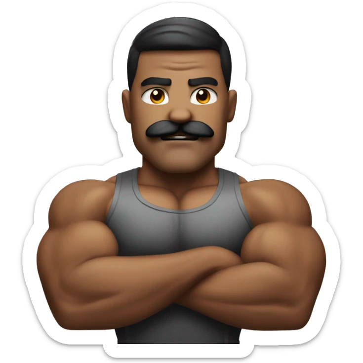 Bodybuilder with the mustache flexing his muscles sticker