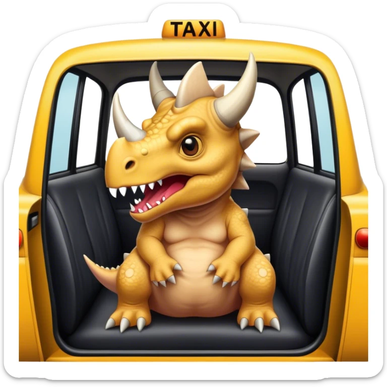 angry office triceratops in the back seat of the taxi sticker