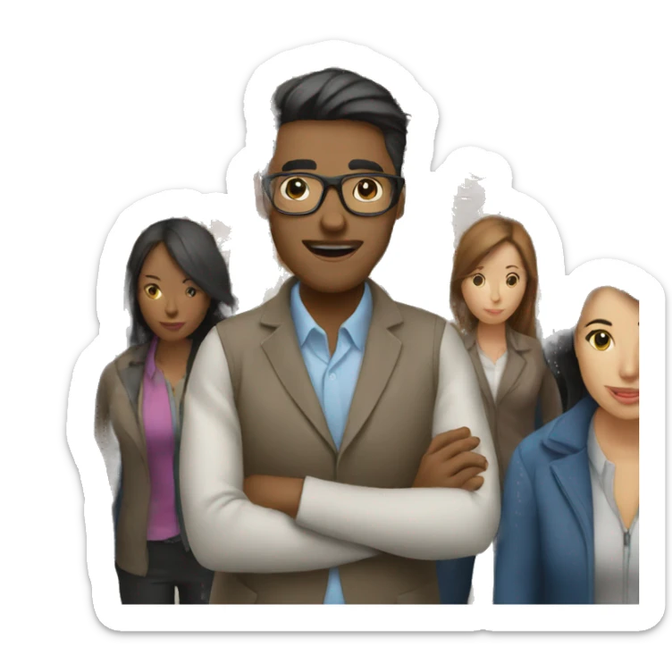 a marketing specialist in the middle of a crowded city sticker