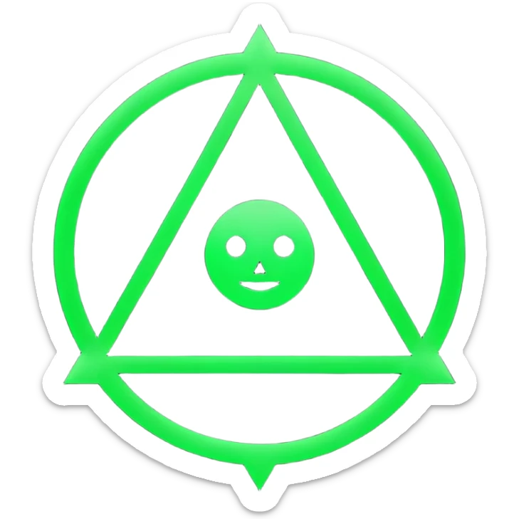 Emoji, dark futuristic occult sigil, symmetrical geometric shape, black metal, gothic cyber aesthetic, minimal flat design, sharp edges, centered, transparent background sticker