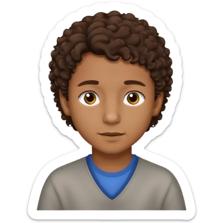 Menino de pele morena de olho castanho meio preto e cabelo cacheados mais nem tanto sticker