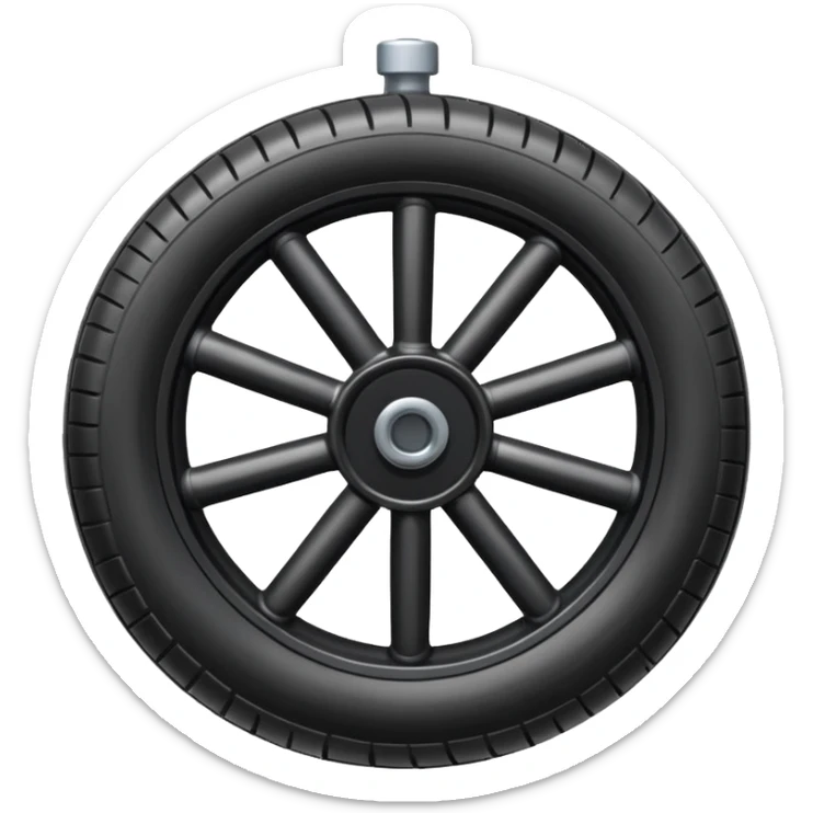 he aircraft's landing gear is one inflated, plump wheel with a strut, black in color, cartoon-style sticker