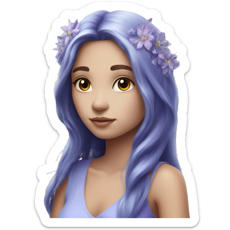 Beautiful, flower, fairy, blue, silver, purple, long hair, big wings sticker