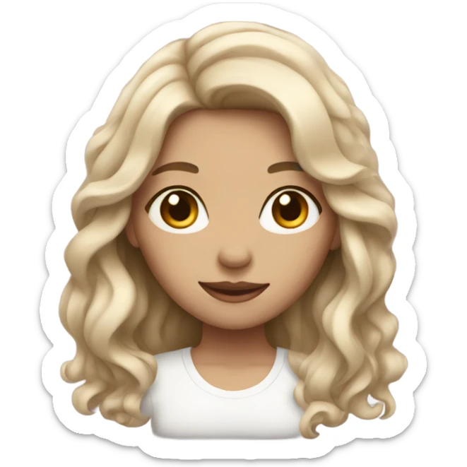 girl with white skin brown wavy hair  sticker