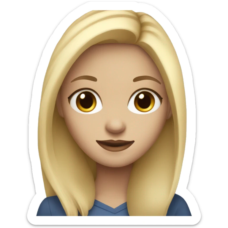 Blonde girl with long hair and blue eyes working on her MacBook sticker