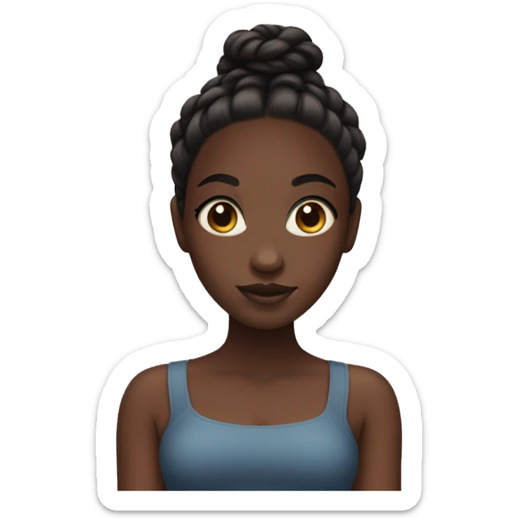 black darkskin girl with braids in a bun and big eyes sticker