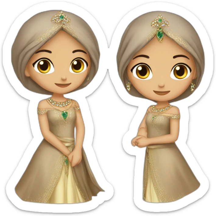 princesse arab brown hair jewerlery dress sticker