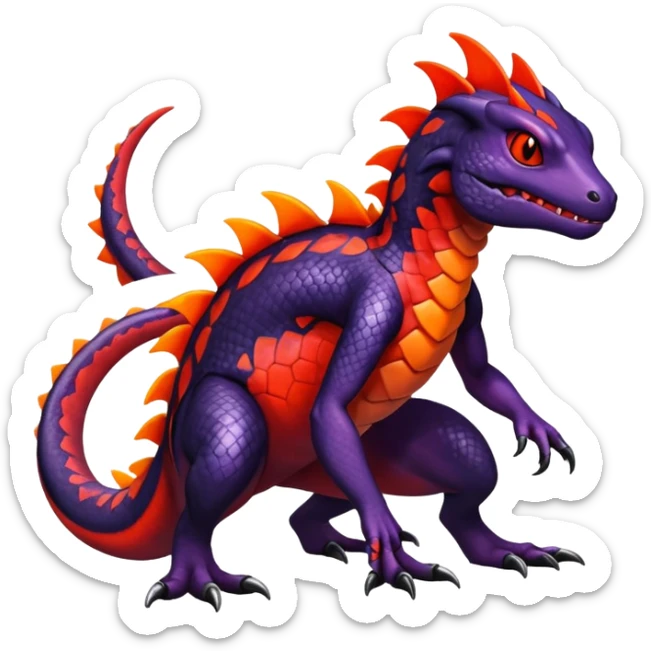 Colorful Dark Shiny Exotic Salandit-Guilmon-Quilava-Fakémon-hybrid-creature (full body)  sticker