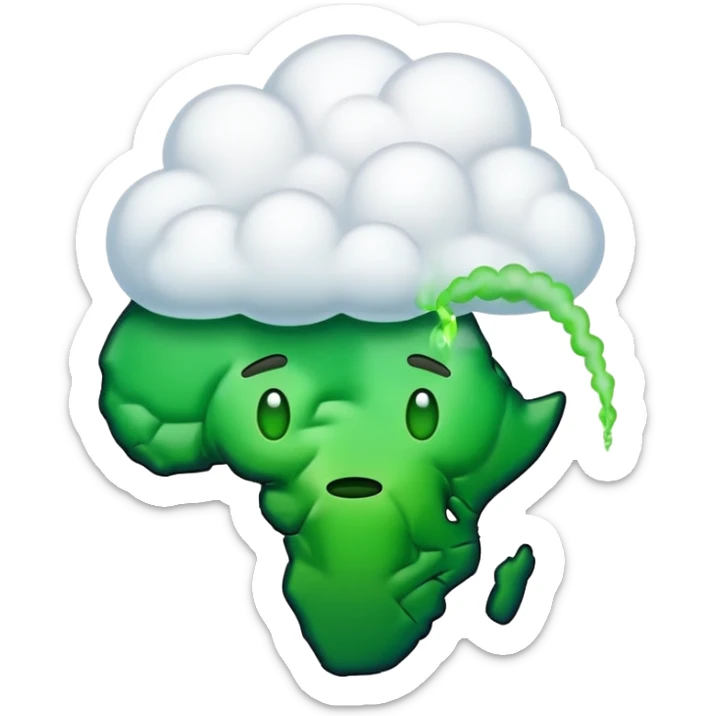 The continent of Africa in emoji form farting green gas sticker