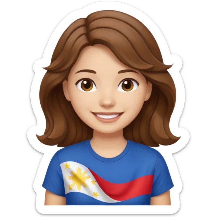 alternative white girl wavy brown hair girl filipino flag sticker