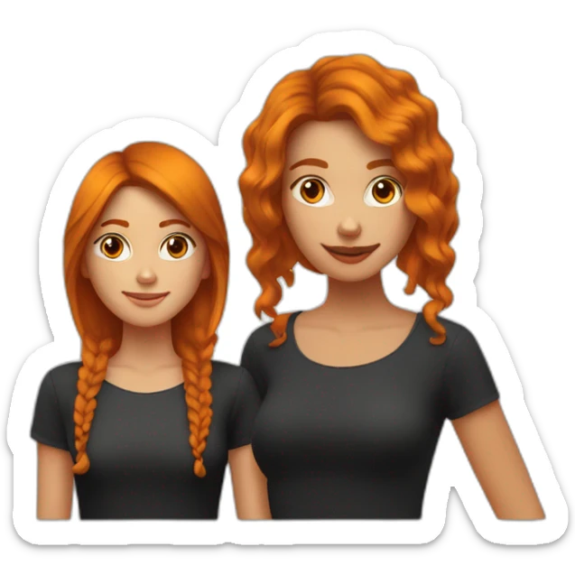 2 filles une cheveux roux long et une au cheveux noir court sticker