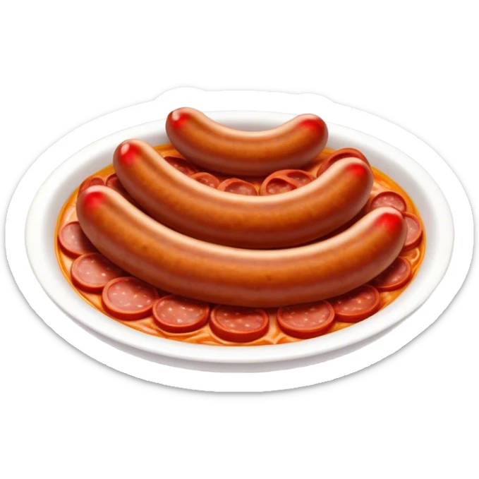 Cinematic Realistic Chorizo Dish Emoji, featuring spicy, robust sausage slices rendered with vivid textures and dynamic, appetizing lighting. sticker