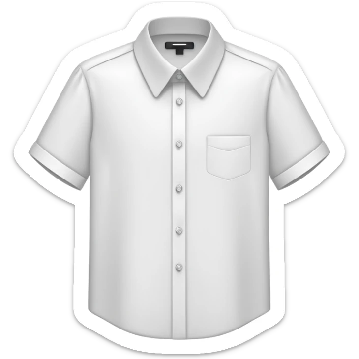 White Dress Shirt: A shirt hangs neatly on hanger, Collar folds sharply, Buttons align vertically, Sleeves hang straight down sticker