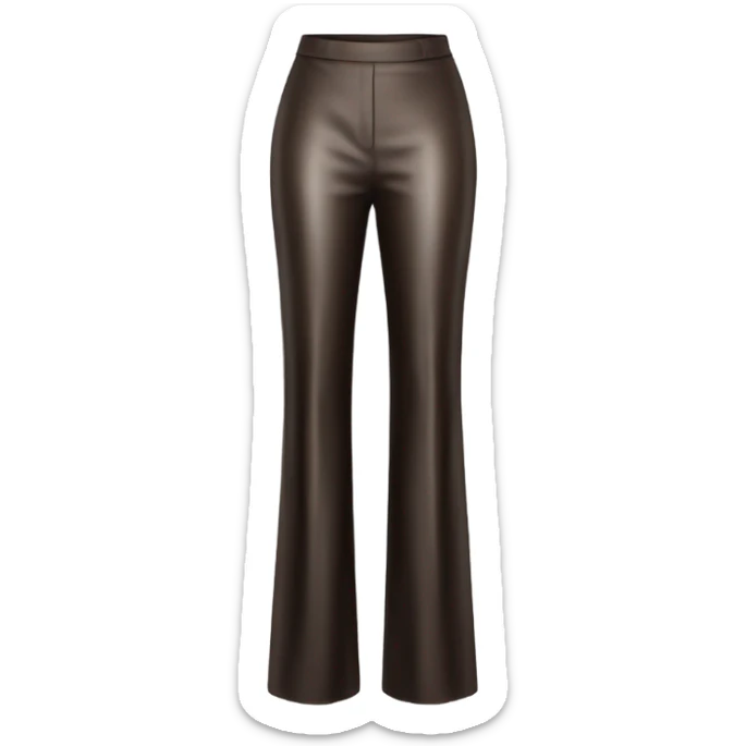 high waisted long wide leg dressy casual pants in shiny Dark Brown material sticker