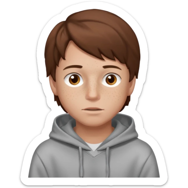 boy with glasses brown hair brown eyes freckles hoodie sticker