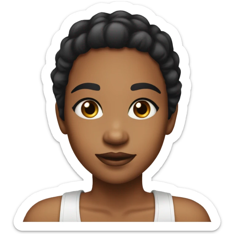 I want a black grill emoji like this one👩🏽. However i want her to have black hair with some edges, dark brown eyes, natural pinkish lips  sticker