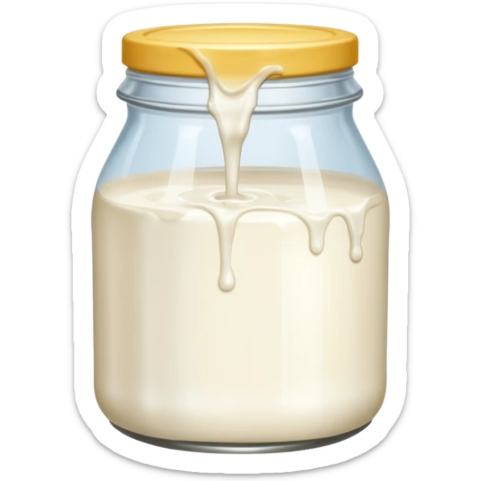 a jar of milk but the top is sticky and its dripping but theres no lit, and also no straw, I WANT IT TO BE VERY VERY MESSY sticker