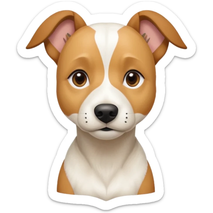 a full body facing front on of a buff white beagle cross jack russell terrier looking dog the size of a kelpie with light brown long ears resting on its face and a light brown patch above one eye and a large snout. the rest of the dog is completely white.  sticker