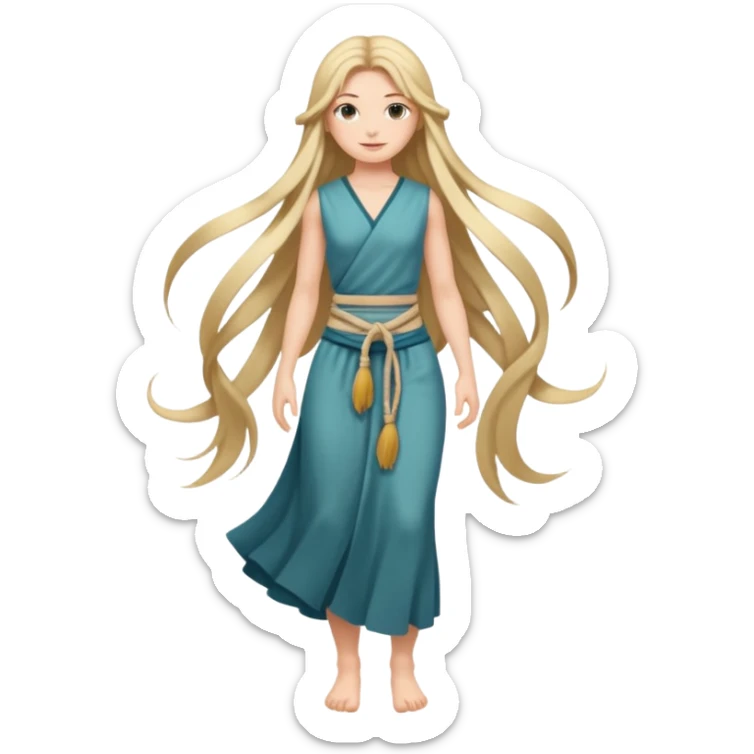 Empowered woman enjoying long tied hairs with full body side photo sticker