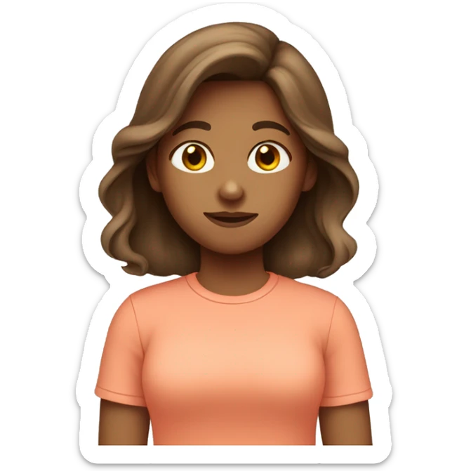 Annoying teen girl with salmon color tshirt and long brown hair sticker