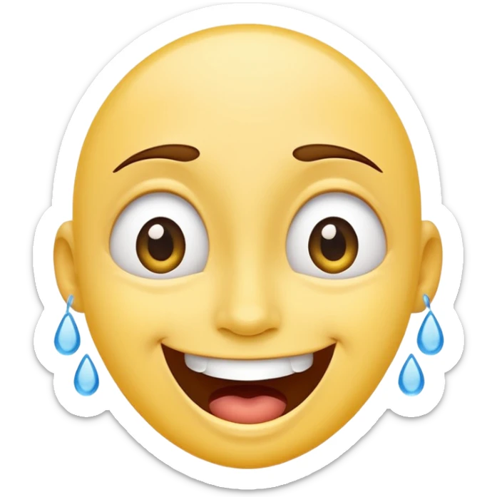 A joyful face emoji with wide eyes and a big smile, tears of laughter flowing.  sticker