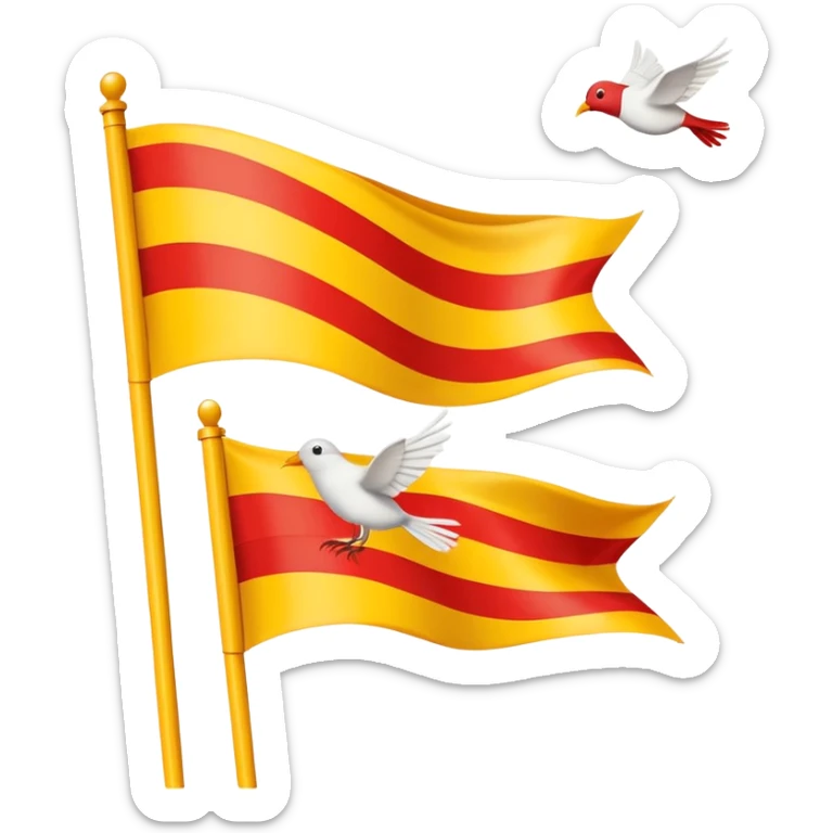 drapeau de Lorraine (fond jaune, une bande diagonale rouge dans laquelle se trouvent 3 silhouettes blanche d'oiseaux) sticker