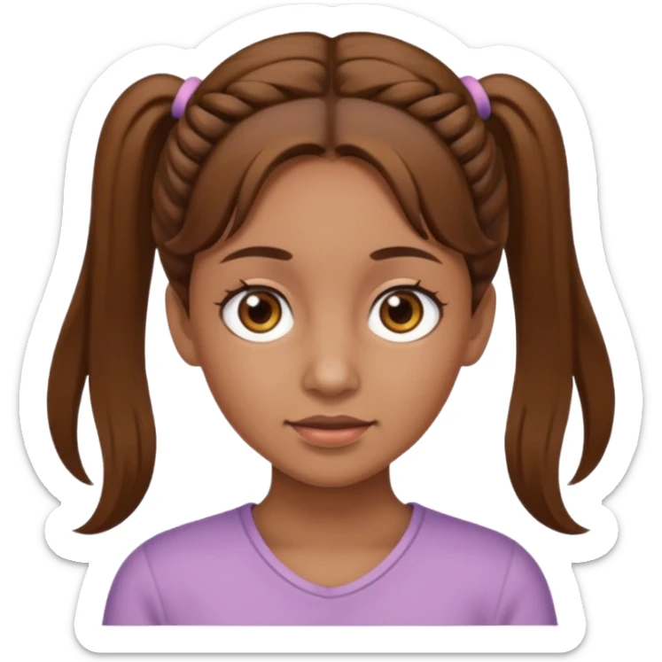 Tan skinned woman with brown hair in pigtails and hazel colored eyes. sticker