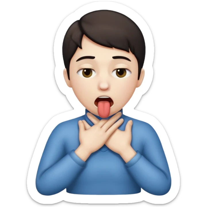 criss cross hands around throat choking self emoji tongue out with eyes shut sticker