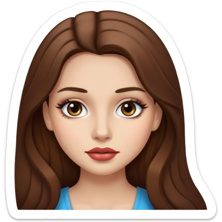 girl with long brown hair standing make up latina white skin tone sticker