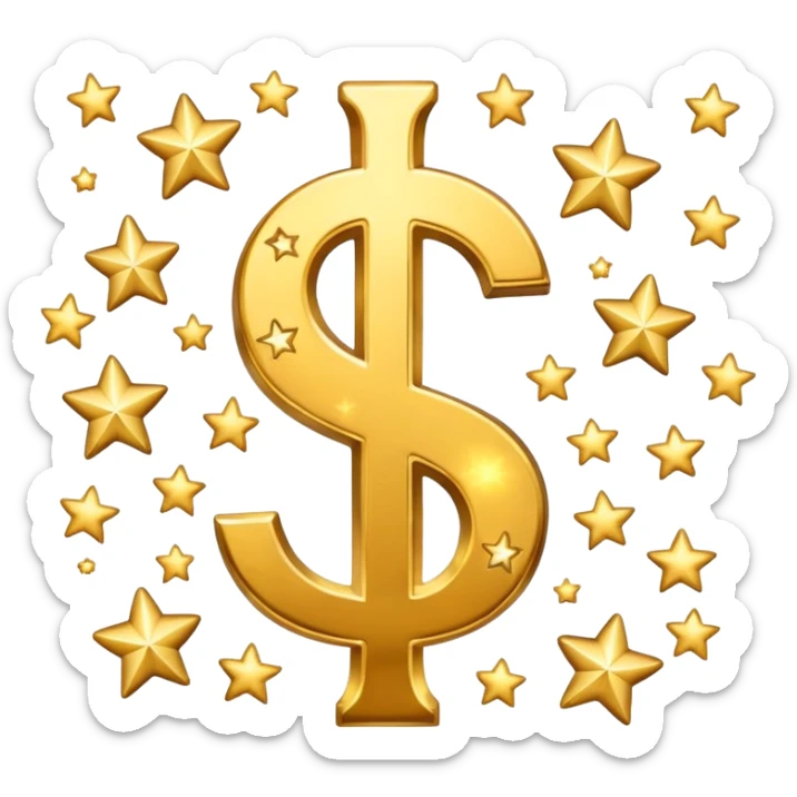 united states dollar sign with stars and hearts and sparkles sticker