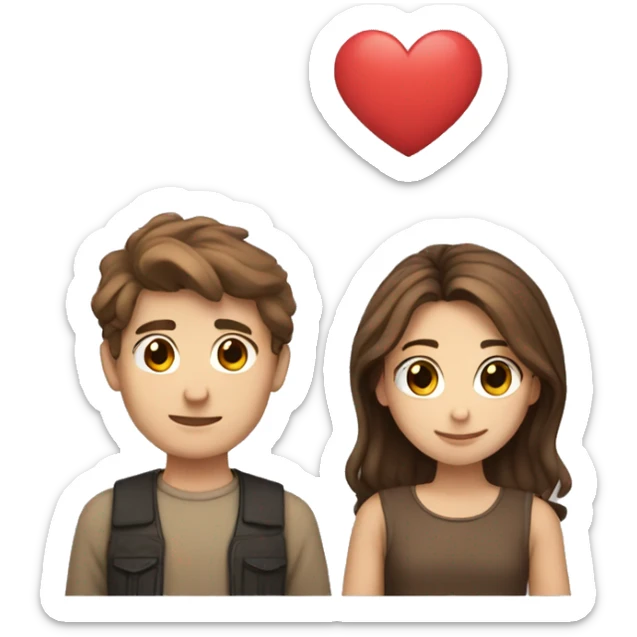 Brown hair boy with brown hair girl in love sticker