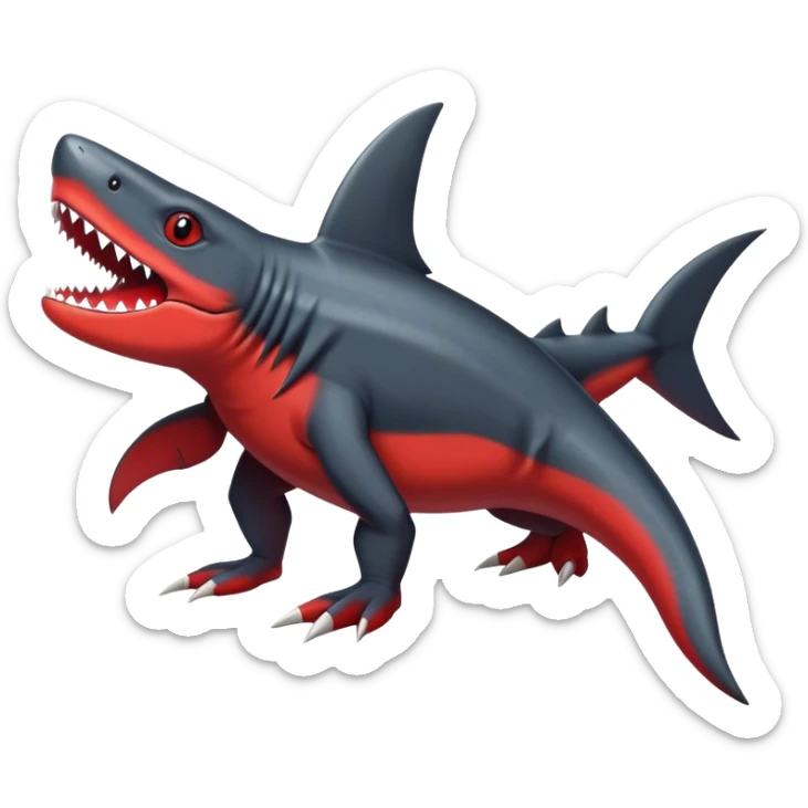 Cute cool black red nargacuga-shark -lizard-animal-hybrid Fakemon full body sticker