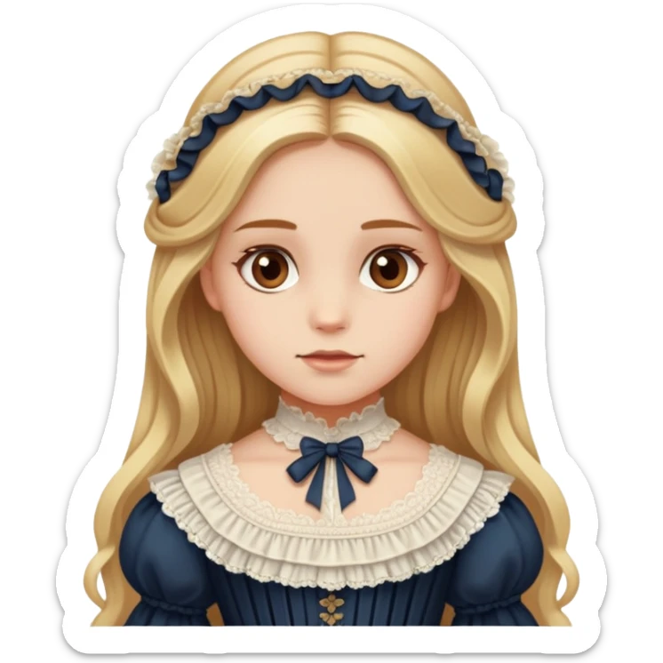 Girl with long blonde hair, reddish brown eyes and Victorian dress  sticker
