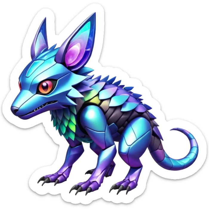  exotic colorful futuristic modern cyber-Fakémon-Digimon-Trico-Vernid-creature sticker