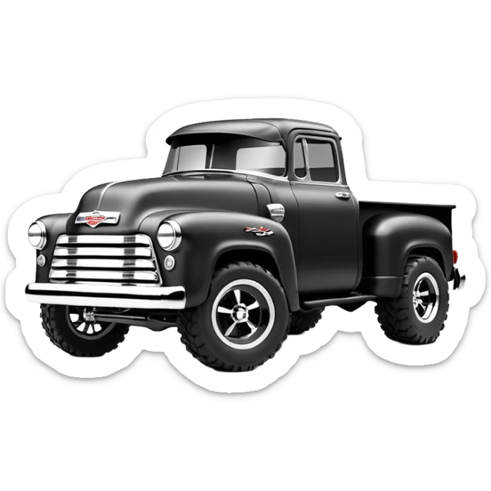 1:10 off-road lcg smoking Arrma Traxxas Basher Wednesday Adam’s 1954 blackened tarnished hotrod streamlined anime Chevrolet extended cab rc pickup (extra wide low-profile pin tires chrome wheels with fenders) sticker