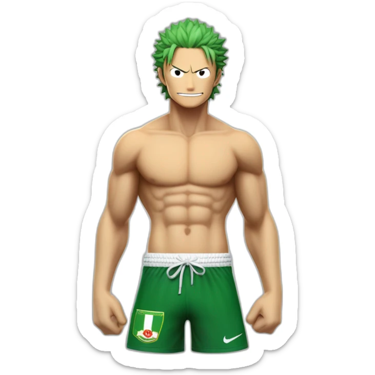 rononoa zoro de one piece qui porte le maillot de foot avec le logo l'Algérie sticker