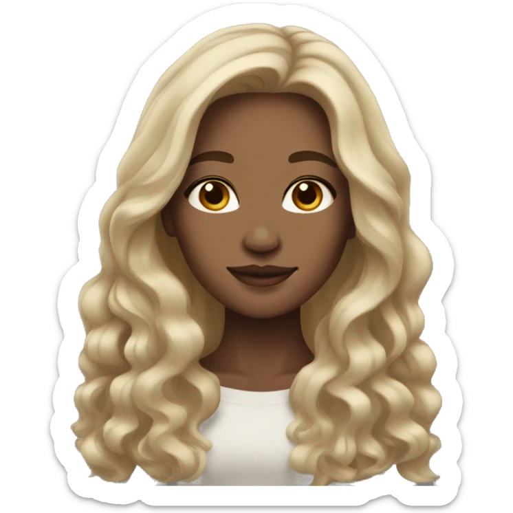 Beautiful woman with light skin, brown eyes, dark brown long wavy hair sticker