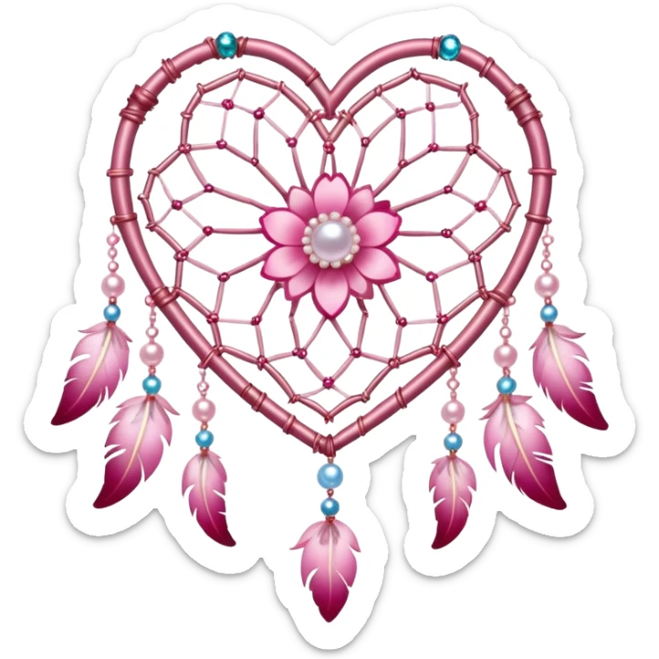 Sakura flower heart Cœur pastel suncatchers gemstones beadspearls crystals dreamcatcher sticker