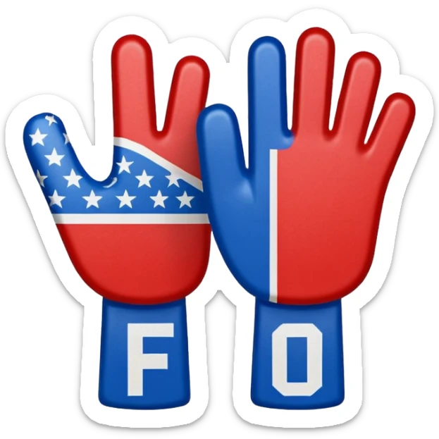 sports foam finger american football blue (#00A3E0) and red (#F9423A) sticker