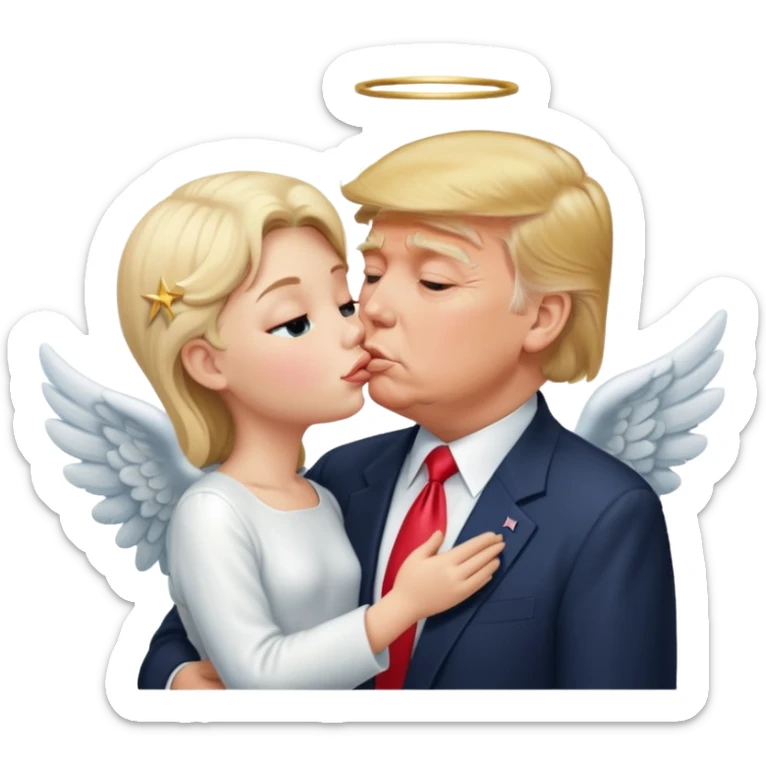 Donald Trump kissing Hitler but hitler is an angel sticker