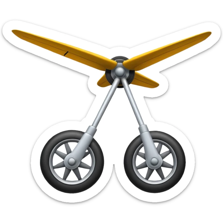 Emoji-style aircraft landing gear with a single wheel and strut, simplified design, clean lines, cartoon-like, isolated on white background, minimal shading sticker