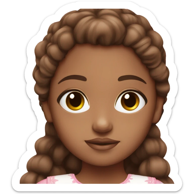 brown doll eyes, brown hair, feminine, pink, girl, angelic sticker