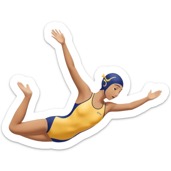 A swimmer is about to dive into the pool. She is in the pose of diving in the air with the hands above the head sticker